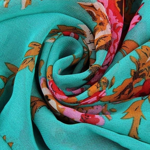 Floral Swim Cover Up Beach Wrap Sarong BOHO Floral Maxi - Picture 12 of 14